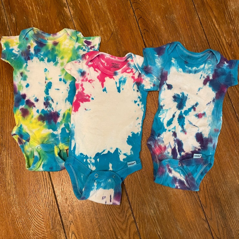 0-3 Gerber handmade tie dye onesies